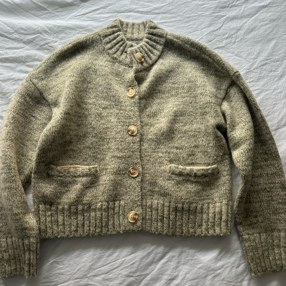 dh NEW YORK Olive Cardigan Sweater